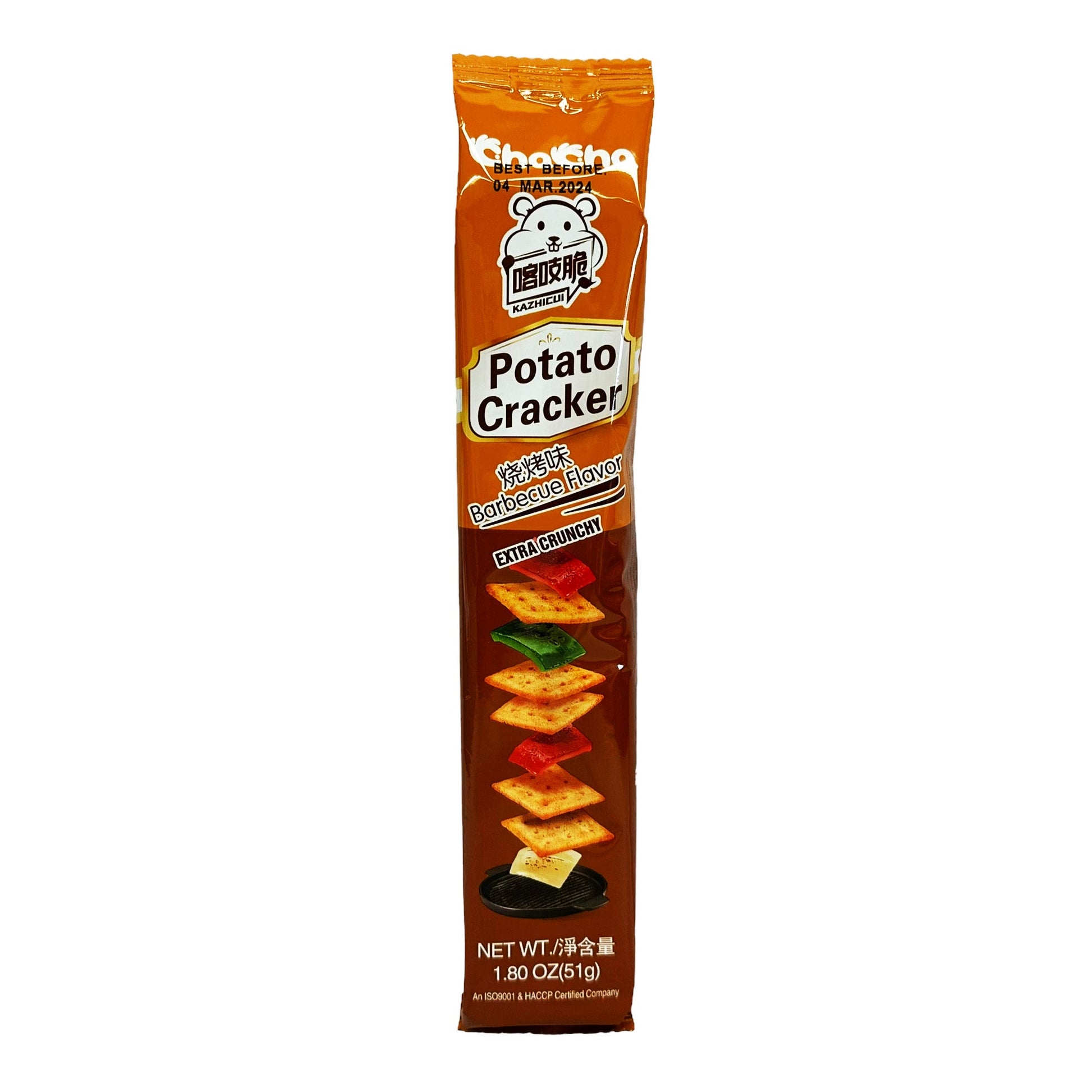 Front graphic image of ChaCha Potato Cracker - BBQ Flavor 1.8oz