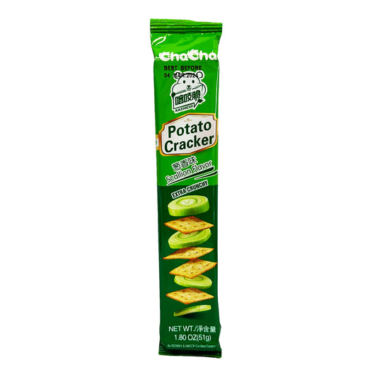 Front graphic image of ChaCha Potato Cracker - Scallion Flavor 1.8oz
