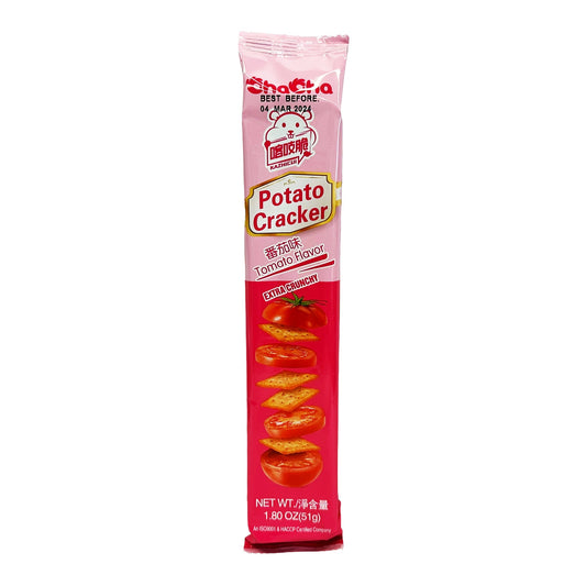 Front graphic image of ChaCha Potato Cracker - Tomato Flavor 1.8oz