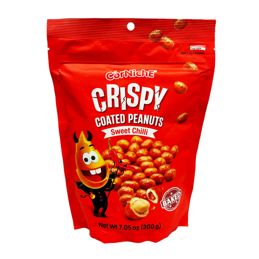 Front graphic image of Corniche Crispy Coated Peanuts - Sweet Chilli Flavor 7.05oz (200g)