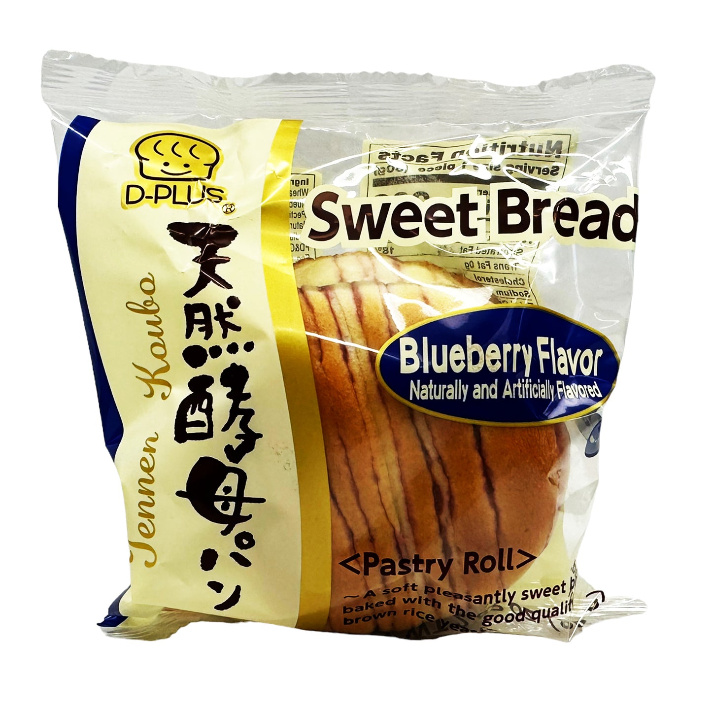 Front graphic image of D-Plus Sweet Bread - Blueberry Flavor 2.82oz (80g)