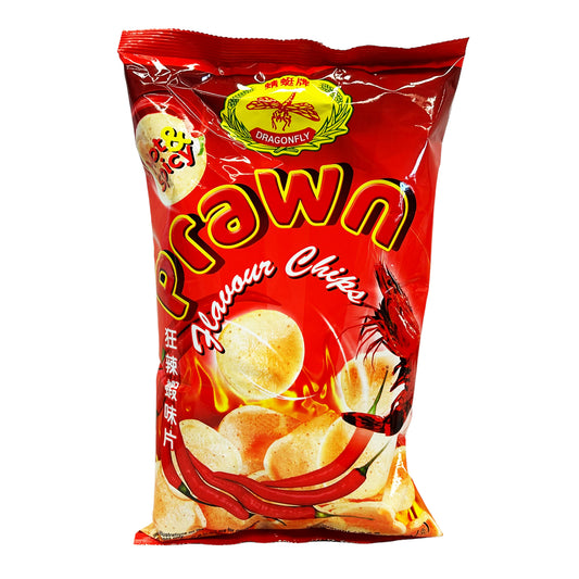 Front graphic image of Dragonfly Prawn Flavored Chips - Hot & Spicy 4.2oz (120g)