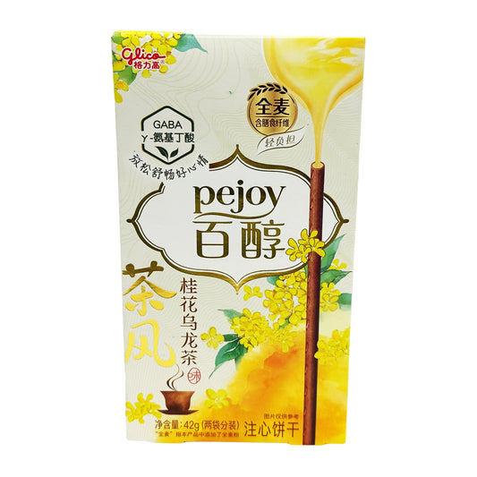 Front graphic image of Glico Pejoy Filled Cookies Sticks - Osmanthus Oolong Tea Flavor 1.41oz (42g)