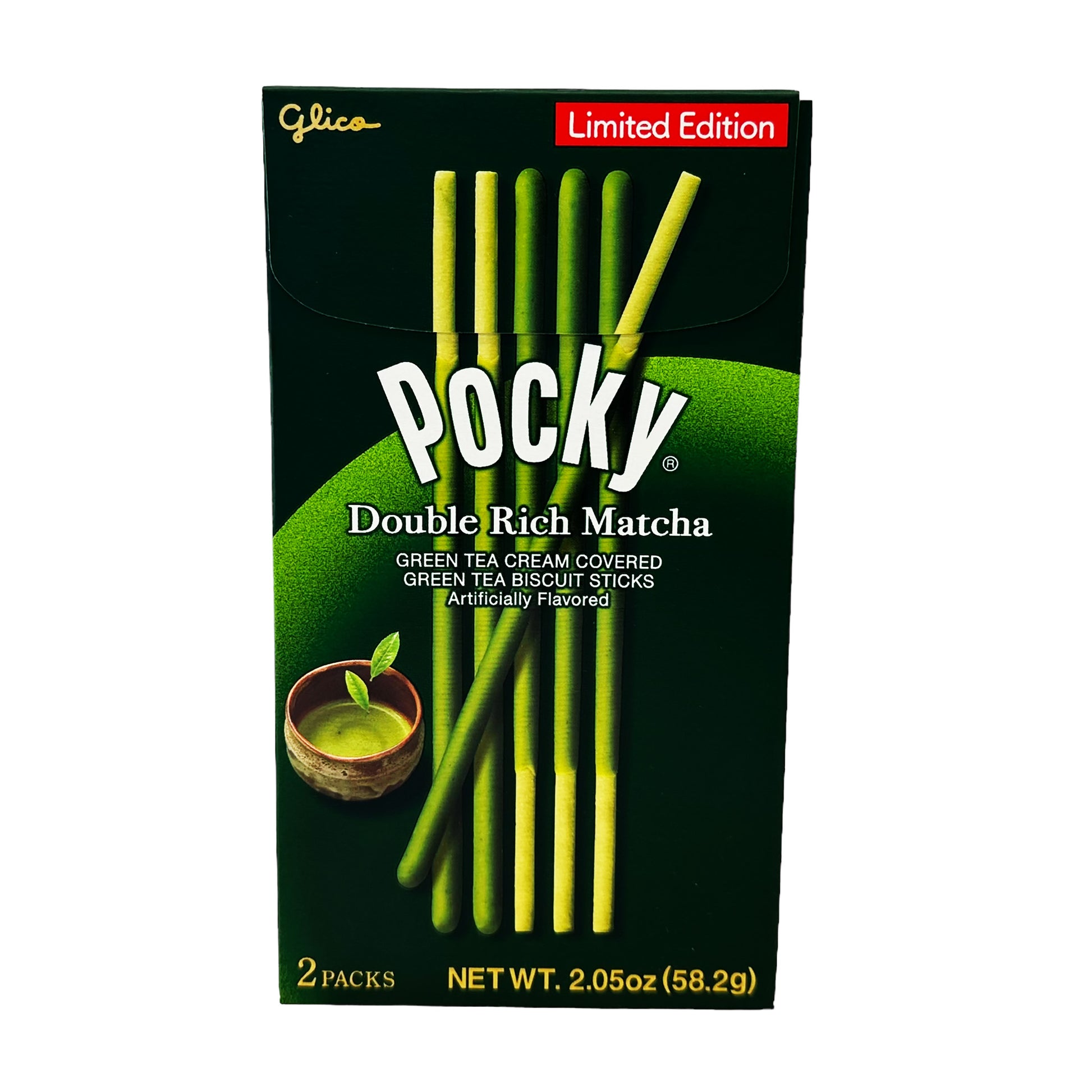 Front graphic image of Glico Pocky Sticks - Double Rich Matcha 2.05oz (58.2g)