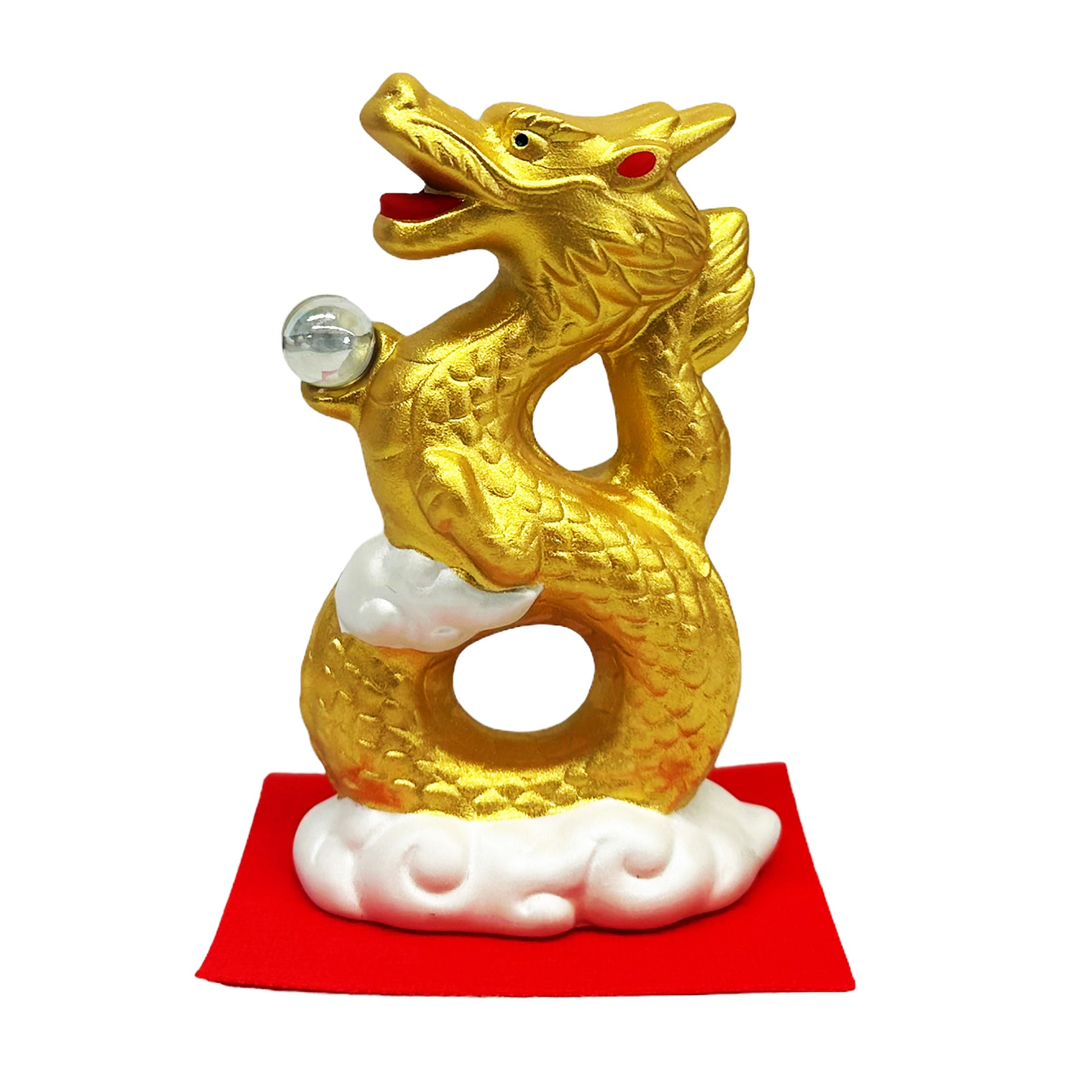Front graphic image of Golden Dragon Ornament Figurine 4 X 2.5 X 1.5 Inches