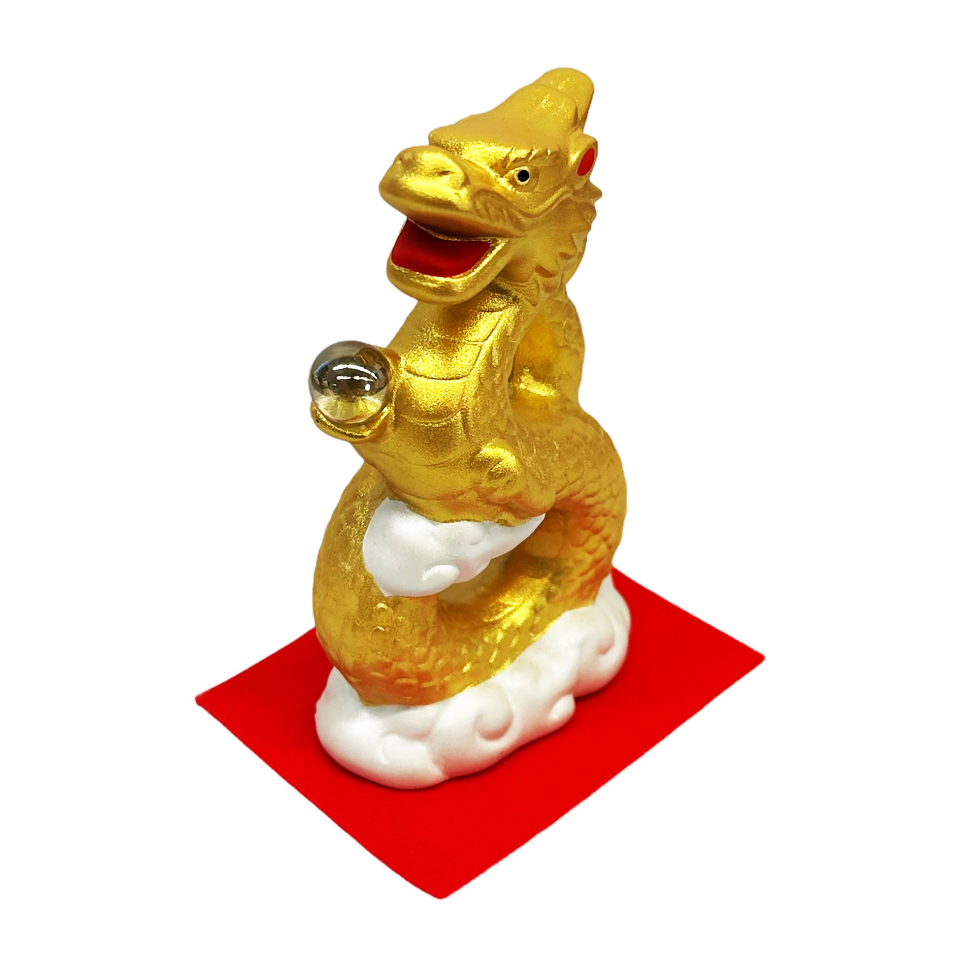 Side graphic image of Golden Dragon Ornament Figurine 4 X 2.5 X 1.5 Inches
