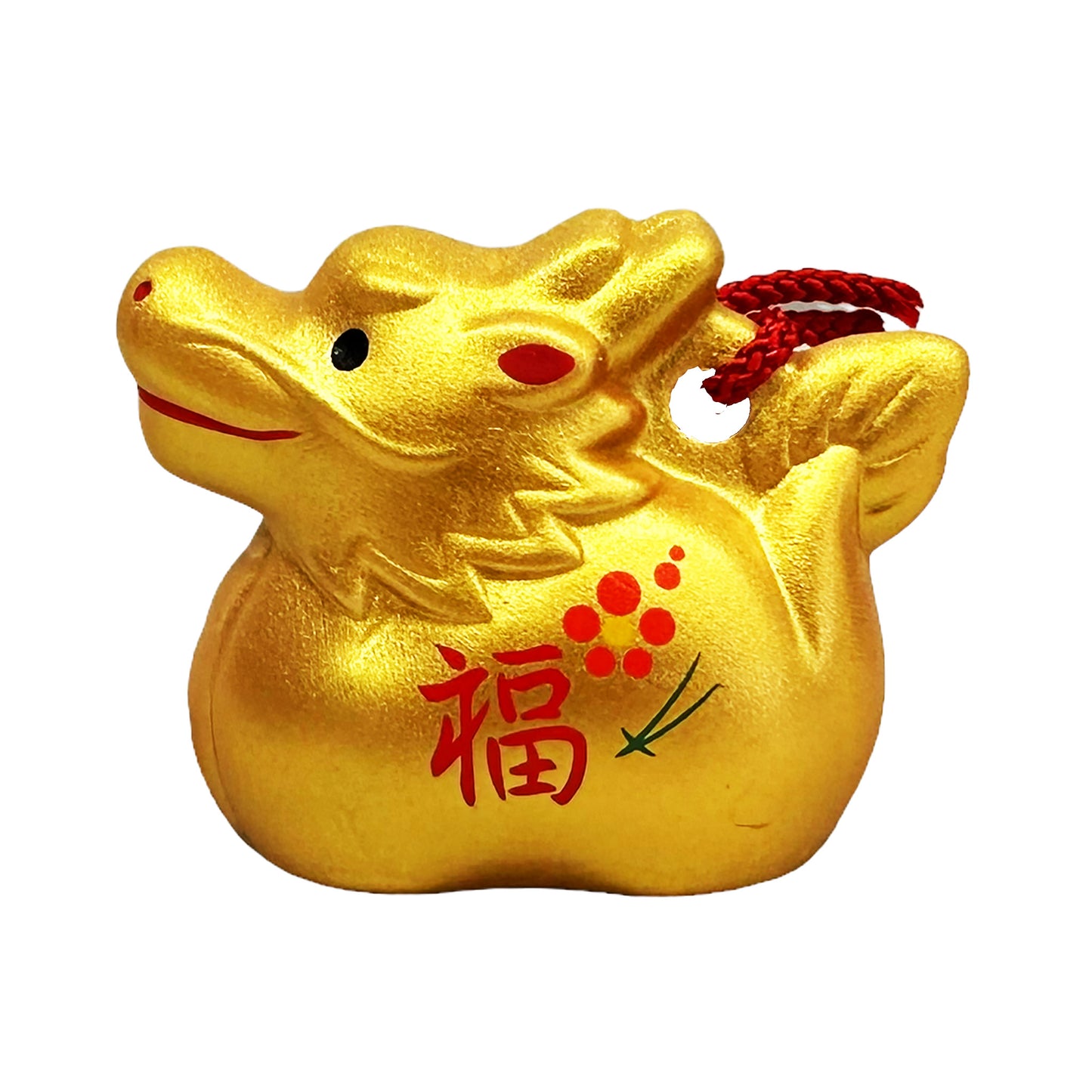 Front graphic image of Golden Dragon With Fu Character Bell Ornament Figurine 2.5 X 2 X 1.25 Inches