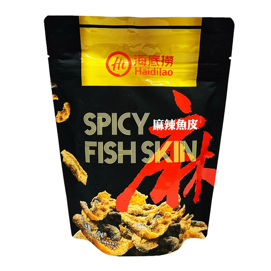 Front graphic image of Hai Di Lao Spicy Fish Skin 1.8oz (50g)