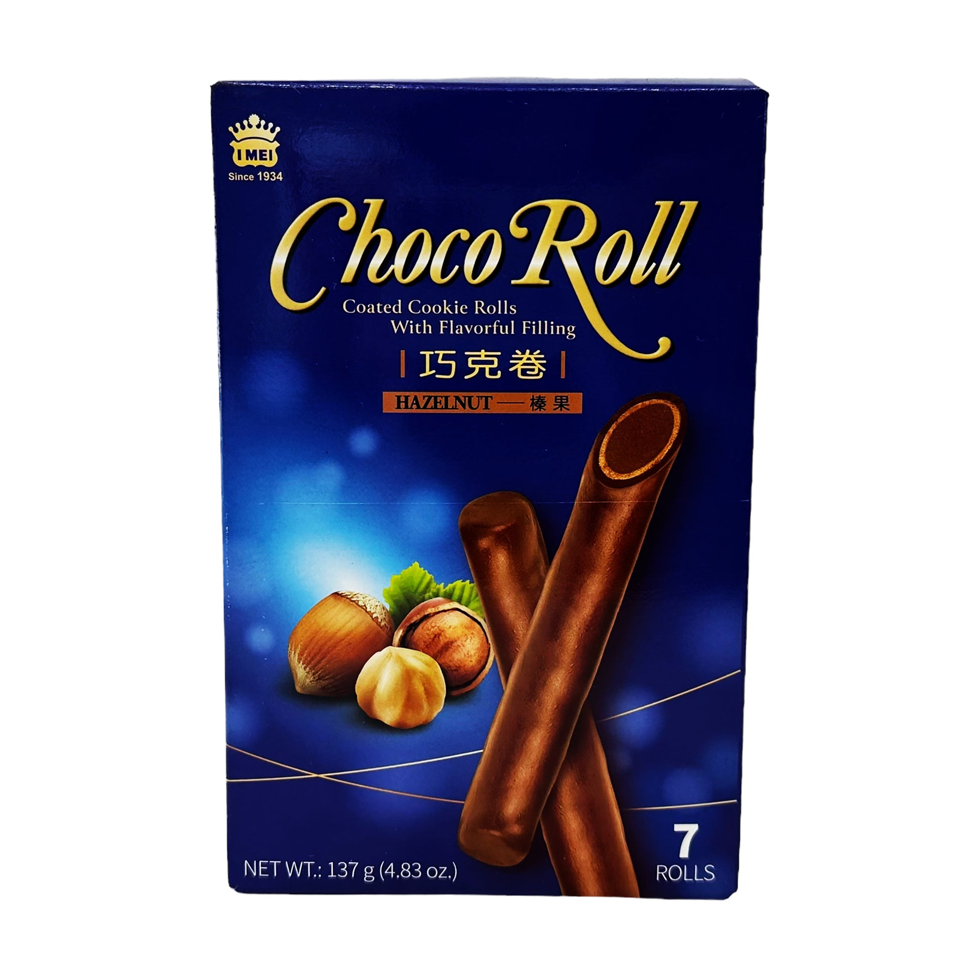 Front graphic image of Imei Choco Roll - Hazelnut Flavor 4.83oz (137g)