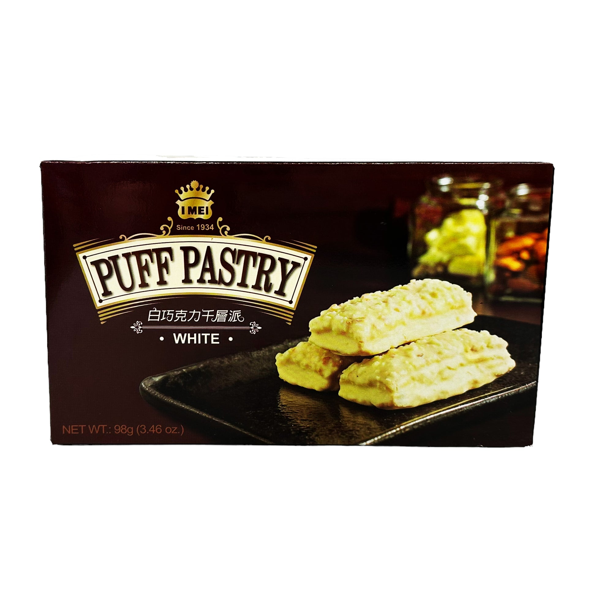 Front graphic image of Imei Puff Pastry - White Chocolate 3.46oz (98g)