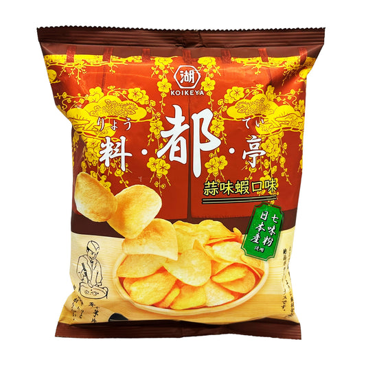 Front graphic image of Koikeya Potato Chips - Garlic Shrimp 2.12oz (60.5g)
