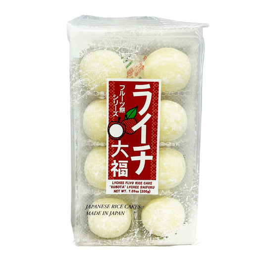 Front graphic image of Kubota Japanese Rice Cake - Lychee Flavor 7.05oz (200g)