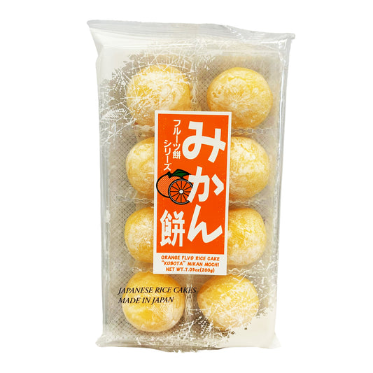 Front graphic image of Kubota Japanese Rice Cake - Orange Flavor 7.05oz (200g)