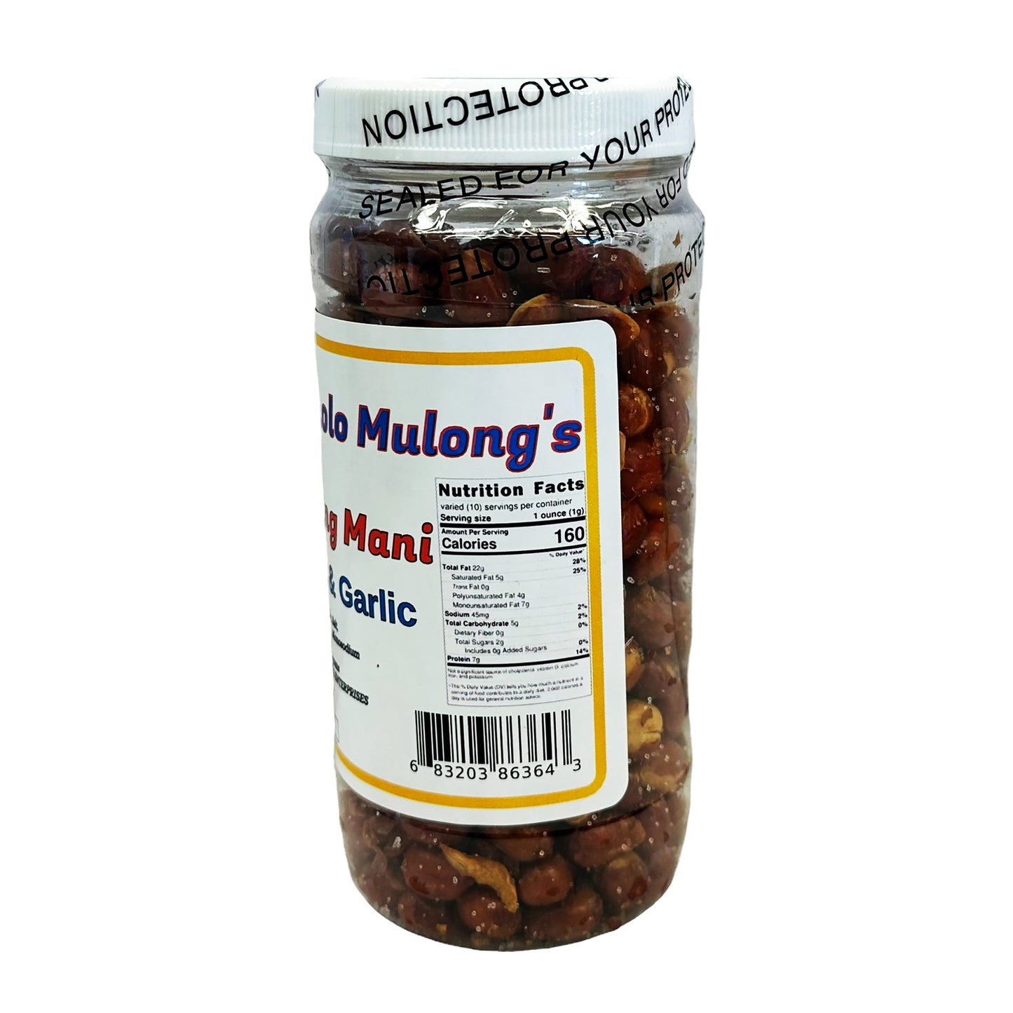 Back graphic image of LOLO Mulong's Adobong Mani Peanut & Garlic - Mild 10oz