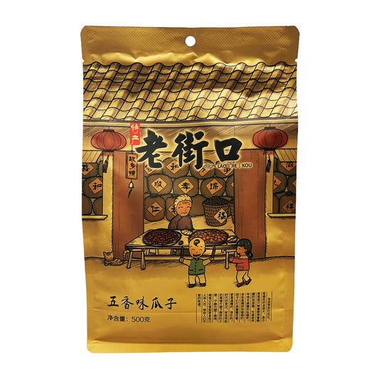 Front graphic image of Lao Jie Kou Sunflower Seed - Five Spice Flavor 17.63oz (500g)