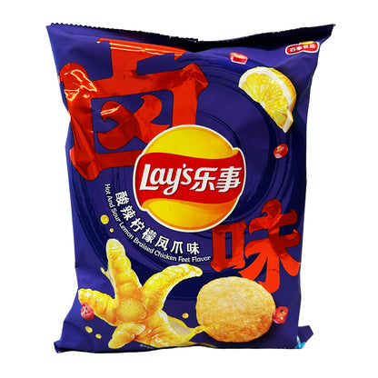 Front graphic image of Lay's Potato Chips - Hot And Sour Lemon Braised Chicken Feet Flavor 2.46oz (70g)