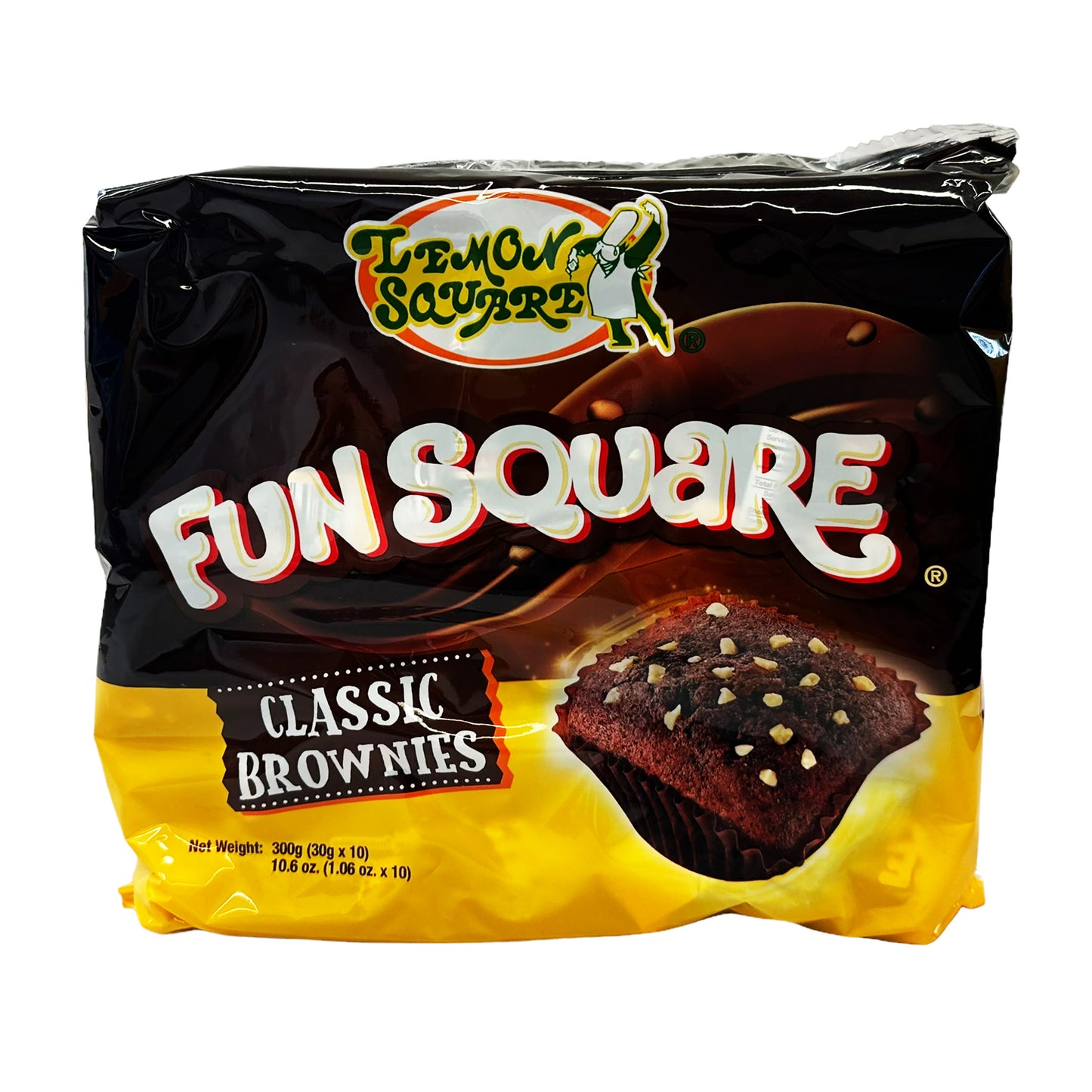 Front graphic image of Lemon Square Fun Square - Classic Brownies 10.6oz (300g)
