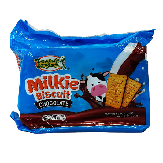 Front graphic image of Lemon Square Milkie Biscuit - Chocolate 9.5oz (270g)