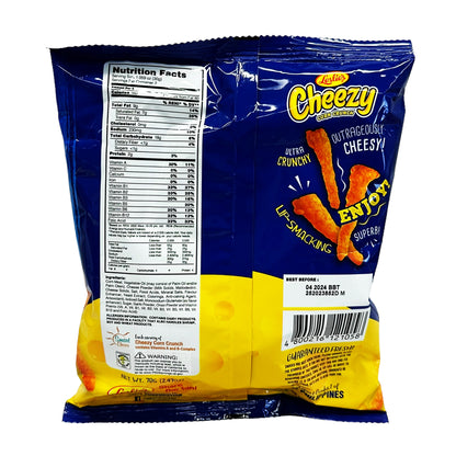 Back graphic image of Leslie's Cheezy Corn Crunch - Cheesy 2.47oz (70g)