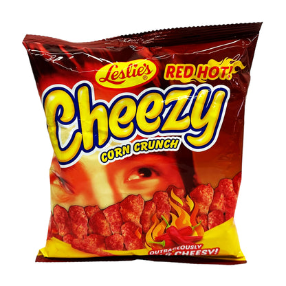Front graphic image of Leslie's Cheezy Corn Crunch - Spicy & Cheezy 2.47oz (70g)