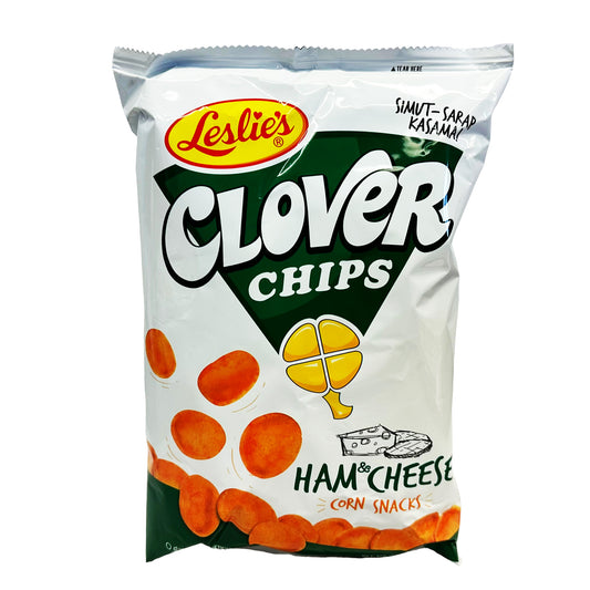 Front graphic image of Leslie's Clover Chips - Ham & Cheese Flavor 3oz (85g)