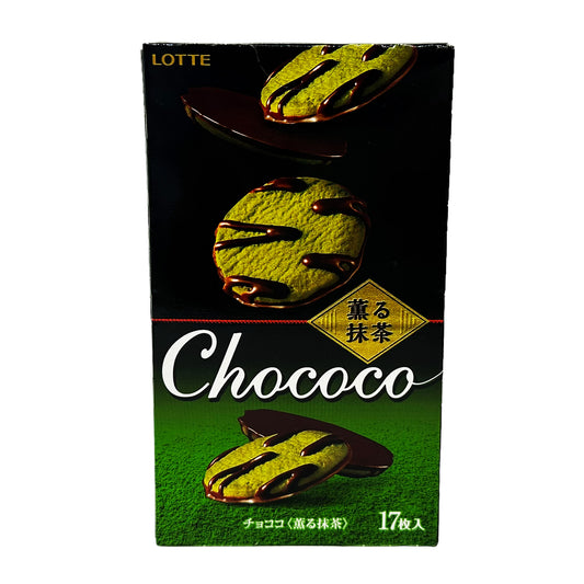 Front graphic image of Lotte Chococo Matcha Cookies 3.49oz (99g)