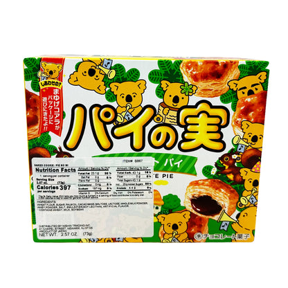 Back graphic image of Lotte Pie No Mi - Chocolate Flavor 2.57oz (73g)