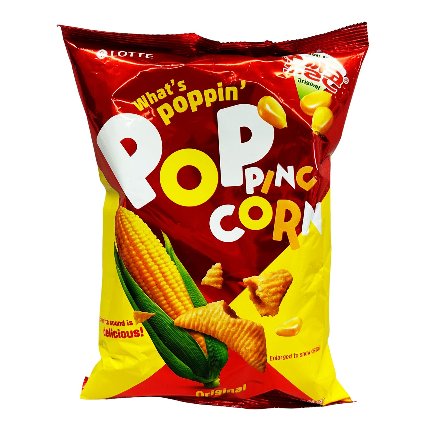 Front graphic image of Lotte Popping Corn Chips - Original Flavor 5.08oz (144g)