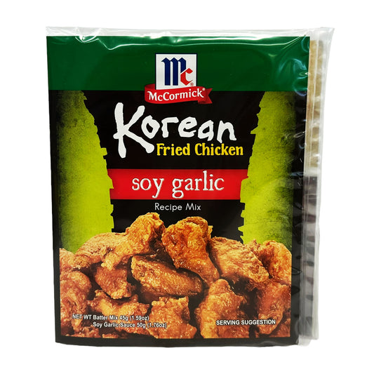 Front graphic image of McCormick Korean Fried Chicken Recipe Mix - Soy Garlic 1.59oz (45g)