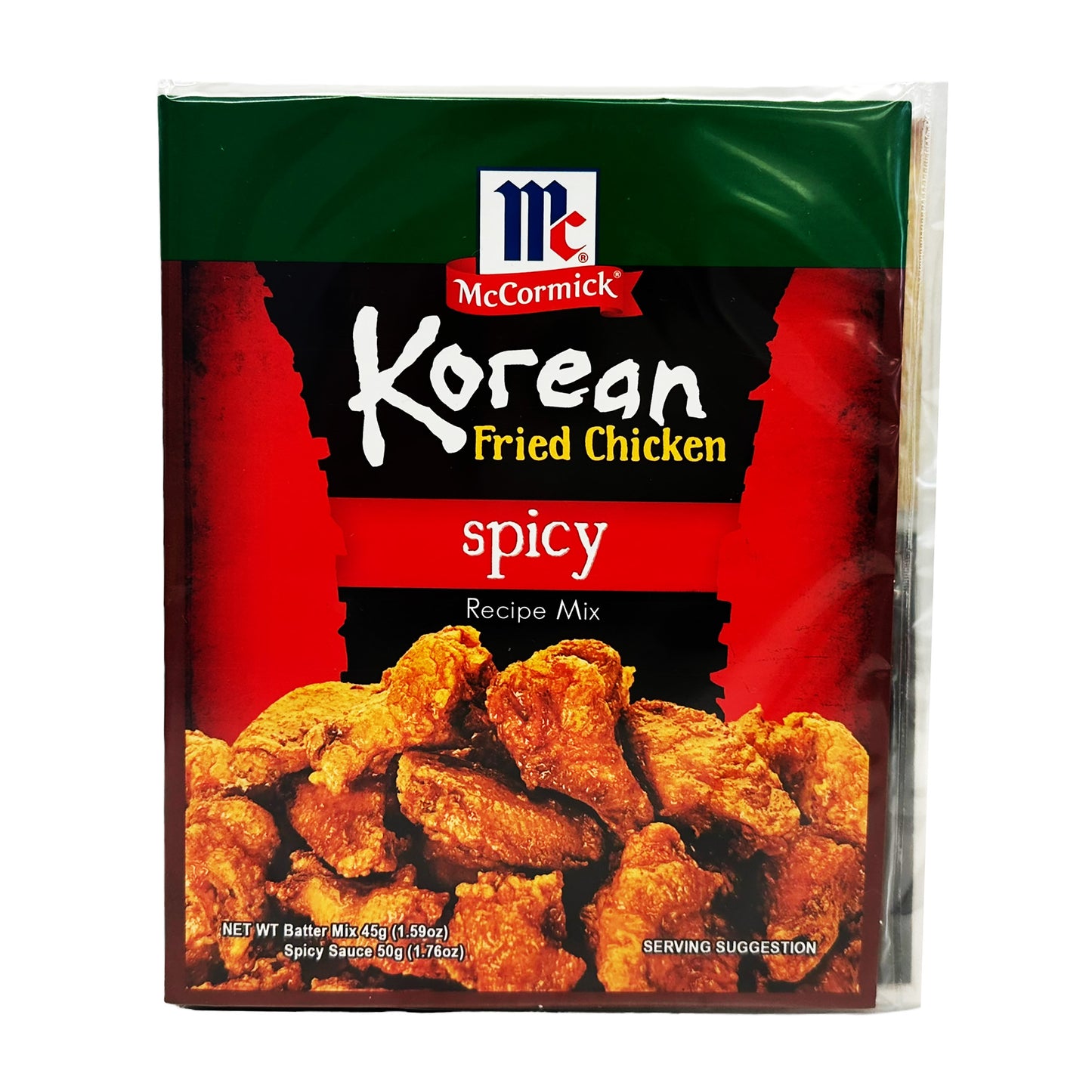 Front graphic image of McCormick Korean Fried Chicken Recipe Mix - Spicy 1.59oz (45g)