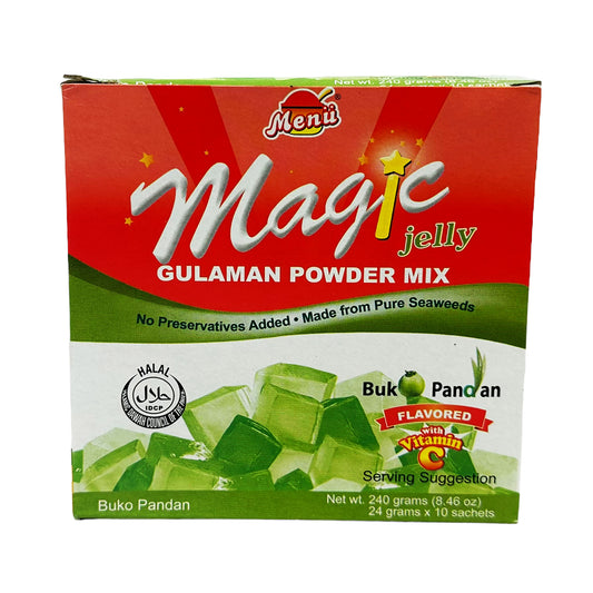 Front graphic image of Menu Magic Gulaman Powder Mix - Buko Pandan 8.46oz (240g)