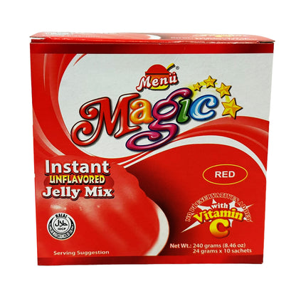 Front graphic image of Menu Magic instant Unflavored Jelly Mix - Red 8.46oz (240g)
