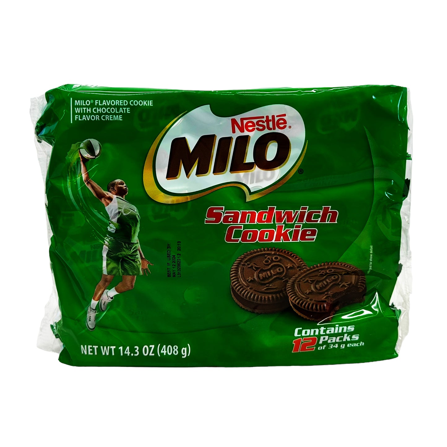 Front graphic image of Nestle Milo Sandwich Cookie - Chocolate Flavor 14.3oz (408g)