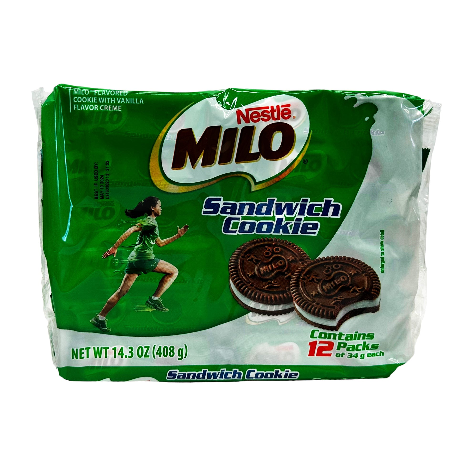 Front graphic image of Nestle Milo Sandwich Cookie - Vanilla Flavor 14.3oz (408g)