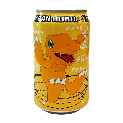 Front graphic image of Ocean Bomb Digimon Adventure Agumon Sparkling Water - Banana Flavor 11.1oz (330ml)