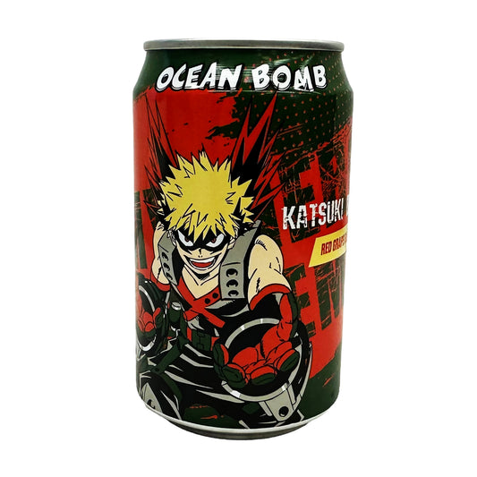 Front graphic image of Ocean Bomb My Hero Academia Sparking Water - Red Grape Flavor 11.1oz (330ml)