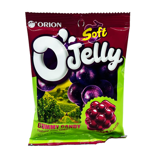 Front graphic image of Orion O'Jelly Gummy Candy - Grape Flavor 2.33oz (66g)