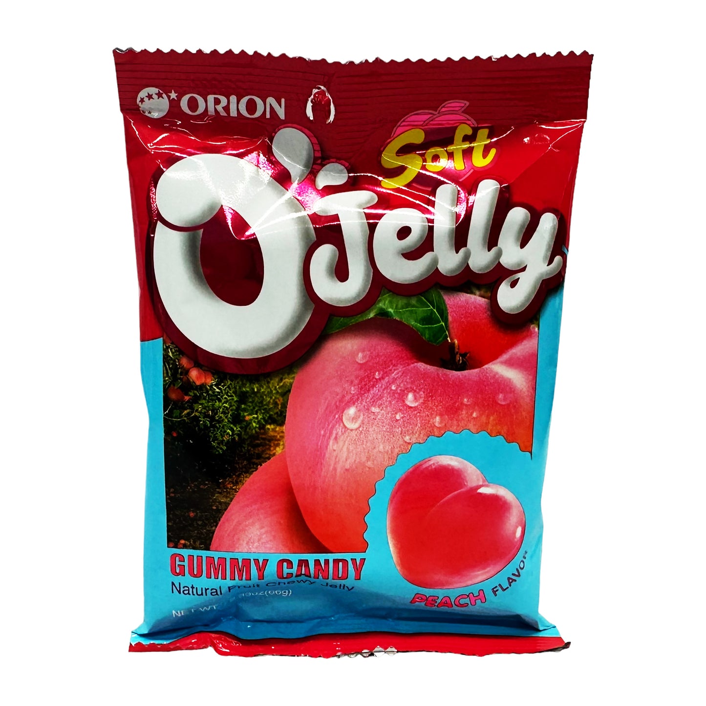 Front graphic image of Orion O'Jelly Gummy Candy - Peach Flavor 2.33oz (66g)