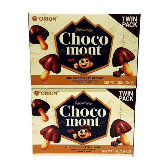 Front graphic image of Orion Premium Choco Mont Mini Chocolate Biscuit (Twin Pack) 1.27oz (36g)