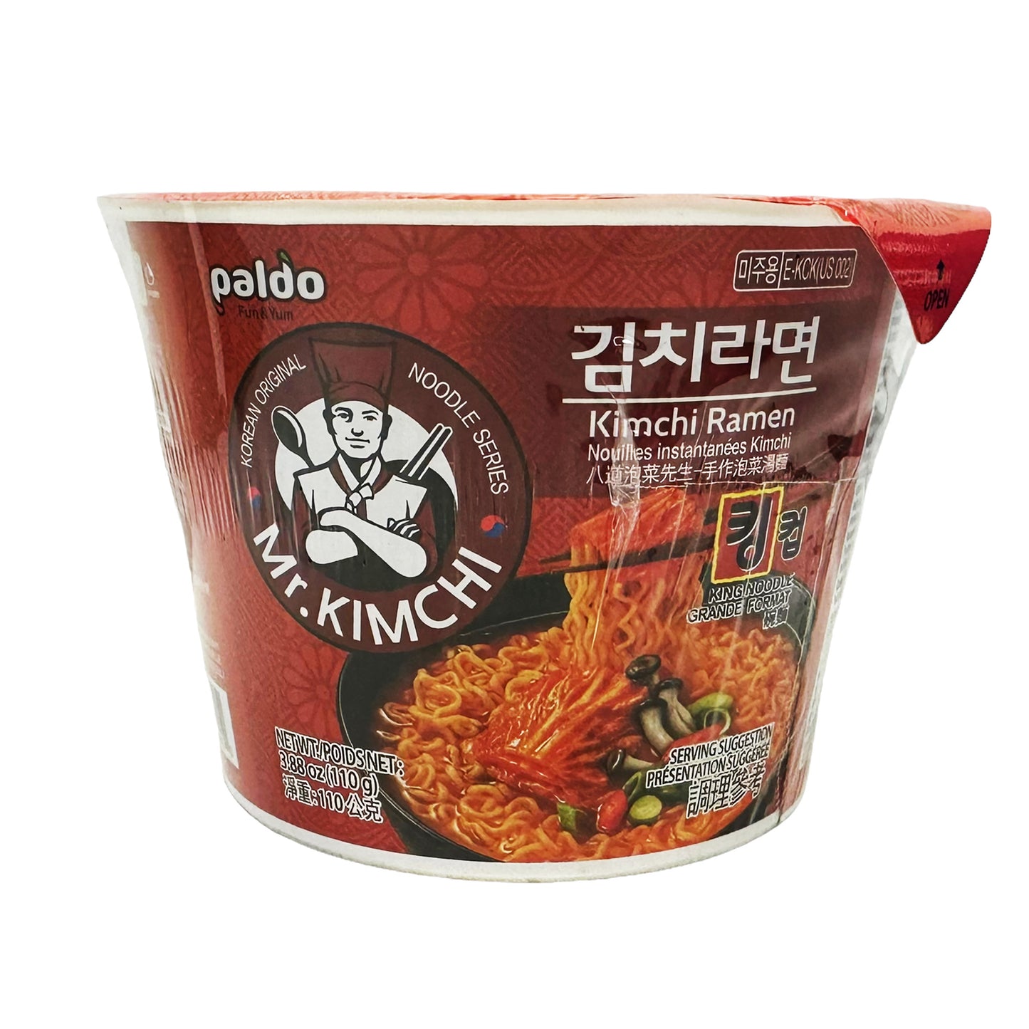 Front graphic image of Paldo King Cup Noodle - Mr. Kimchi Ramen 3.88oz (110g)