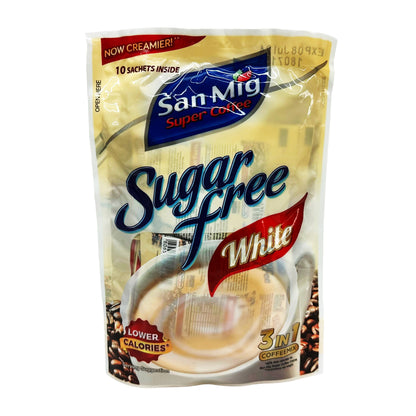 Front graphic image of San Miguel Sugar Free 3 In 1 Coffee Mix - White 10 Sachets 3.52oz (100g)
