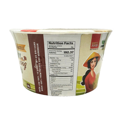 Back graphic image of Simply Food Instant Rice Noodles Bowl - Mushroom Flavor 1.94oz (55g)