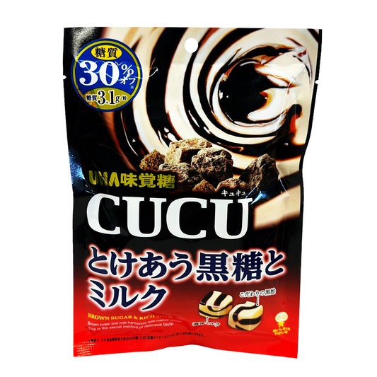 Front graphic image of UHA CUCU Brown Sugar And Rice Milk Candy 2.82oz (80g)