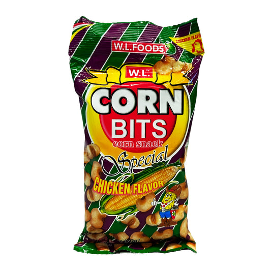 Front graphic image of W.L. Corn Bits Corn Snack - Chicken Flavor 2.46oz (70g)