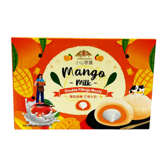 Front graphic image of Yi Xi Food Double Fillings Mochi - Mango Milk Flavor 6.3oz (180g)