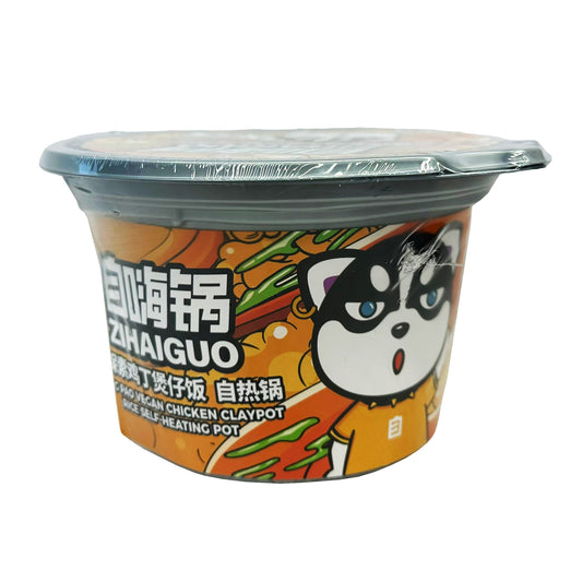 Front graphic image of Zihaiguo Kung Pao Vegan Chicken Claypot Rice Self-Heating 9.7oz (275g)