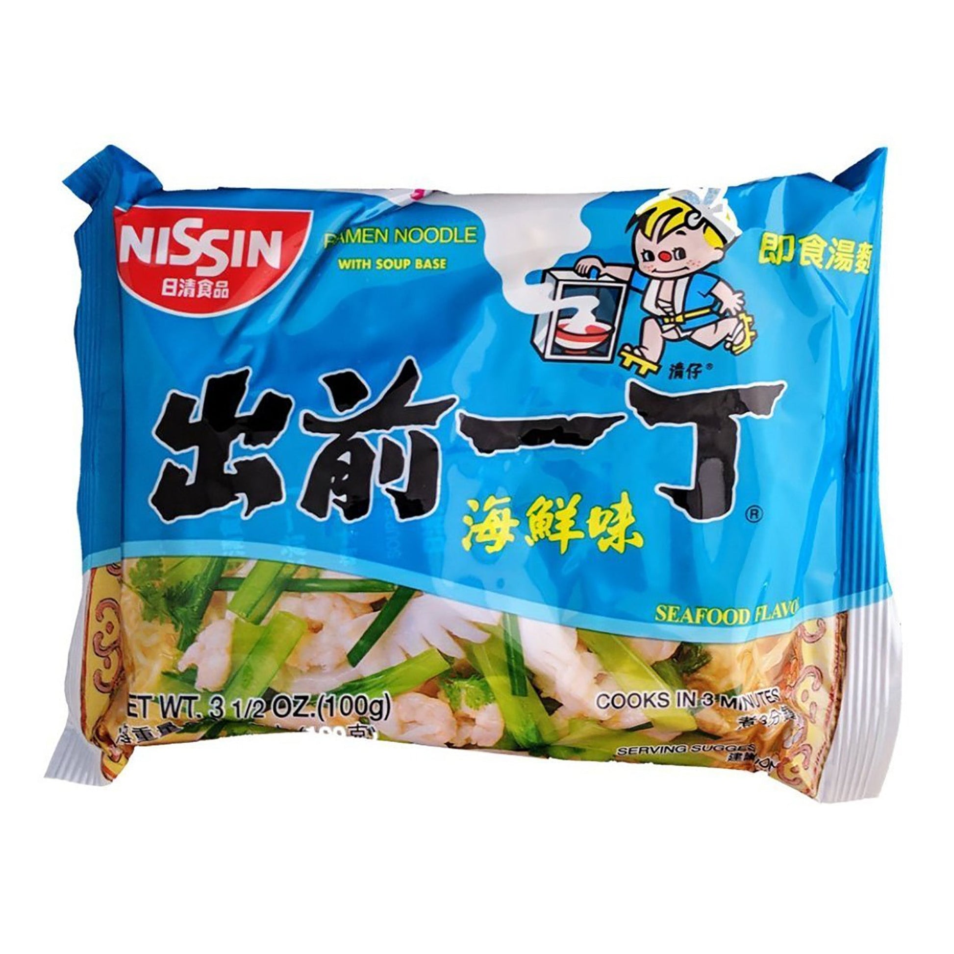 Front graphic image of Nissin Demae Ramen Noodle - Seafood Flavor 3.5oz