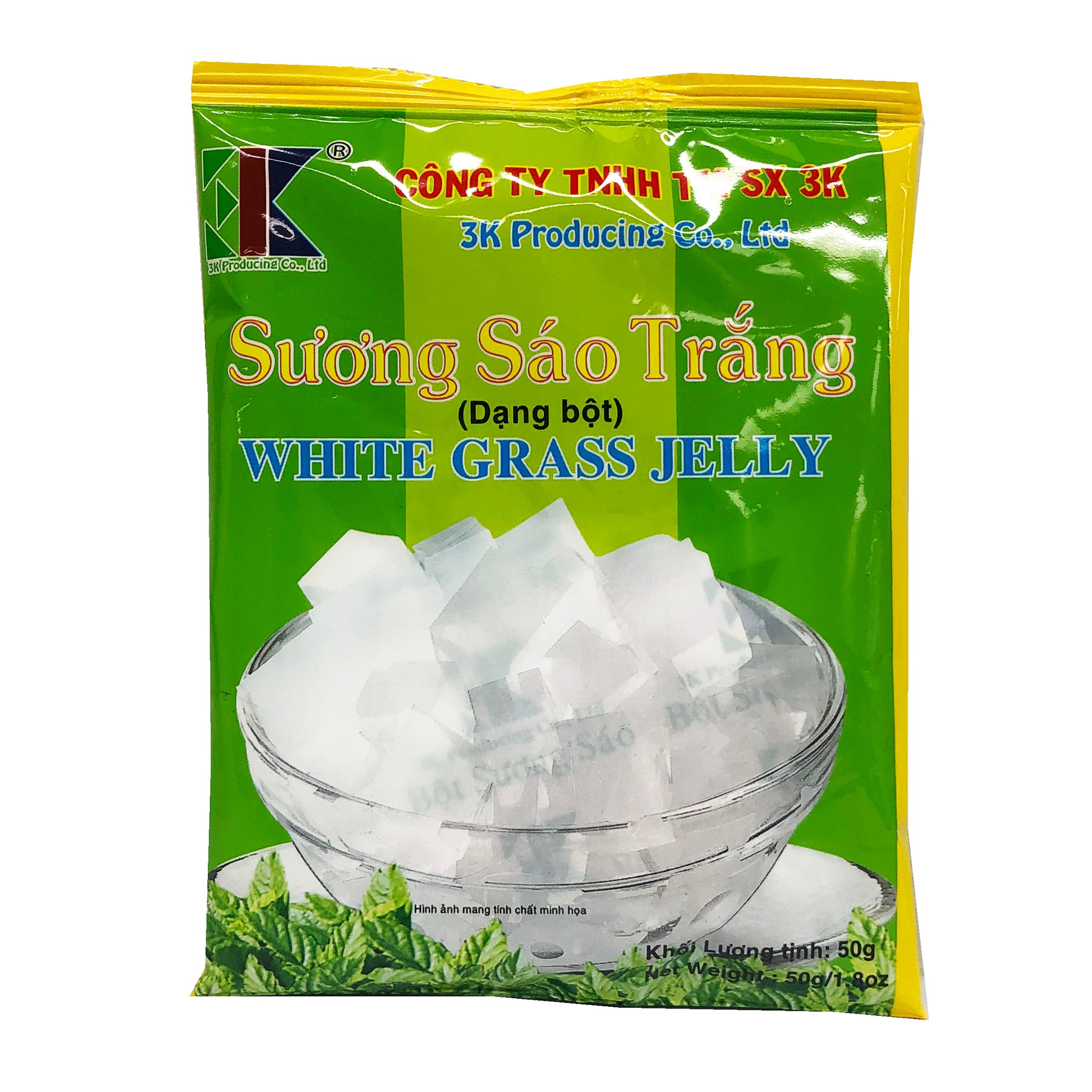 Front graphic image of 3K Suong Sao Trang White Grass Jelly 1.8oz