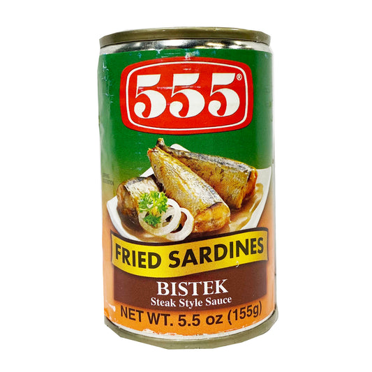 Front graphic image of 555 Fried Sardines - Bistek 5.5oz