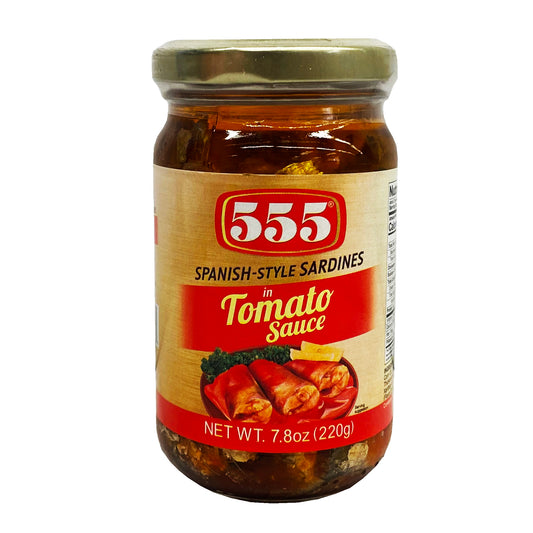 Front graphic image of 555 Spanish Style Sardines In Tomato Sauce 7.8oz (220g)